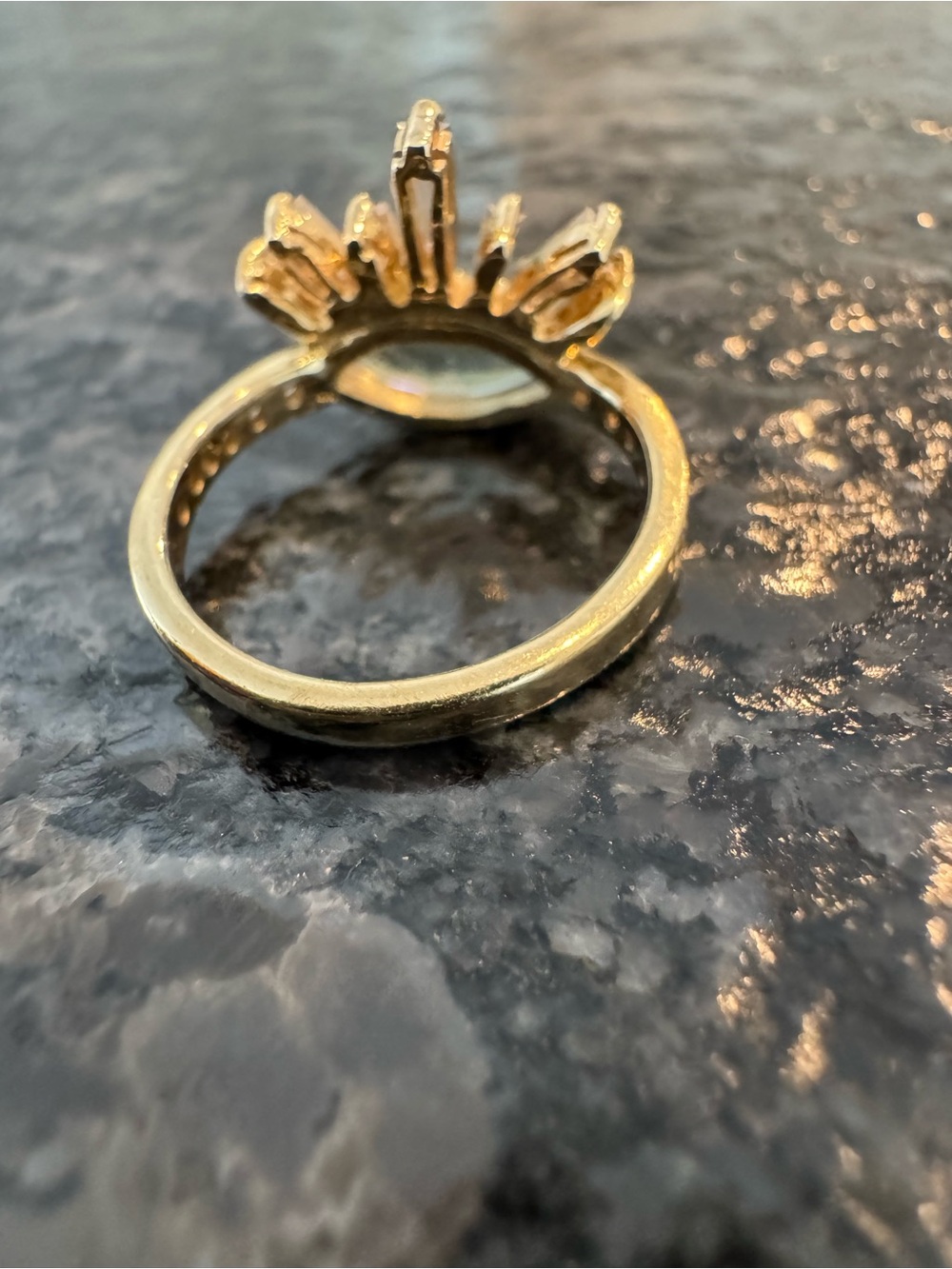 14k Yellow Gold Jacquie Aiche Eyelash Ring Aqua Marquise Tourmaline Diamonds - Picture 7 of 11